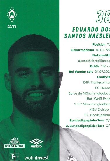 Autogramm Fussball | SV Werder Bremen | 2022 | Eduardo DOS SANTOS HAESLER