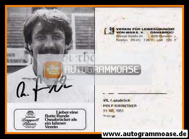 Autogramm Fussball | VfL Osnabrück | 1985 | Rolf GRÜNTHER
