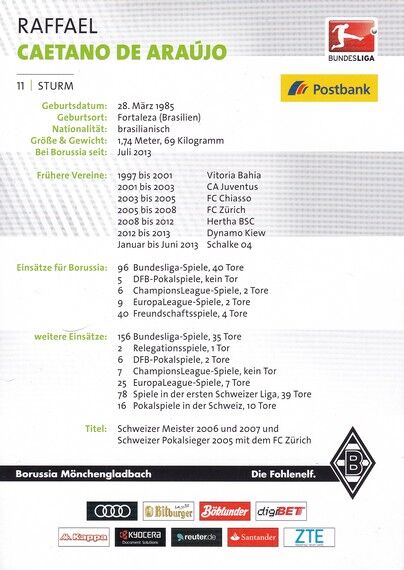 Autogramm Fussball | Borussia Mönchengladbach | 2016 | RAFFAEL