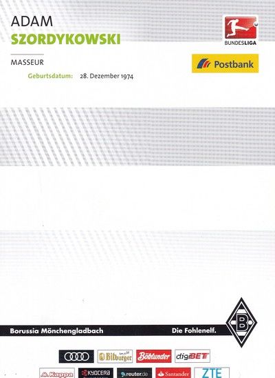 Autogramm Fussball | Borussia Mönchengladbach | 2016 | Adam SZORDYKOWSKI
