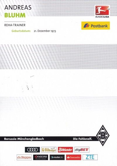 Autogramm Fussball | Borussia Mönchengladbach | 2016 | Andreas BLUHM