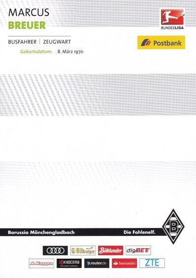 Autogramm Fussball | Borussia Mönchengladbach | 2016 | Marcus BREUER