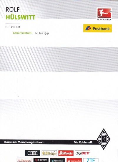 Autogramm Fussball | Borussia Mönchengladbach | 2016 | Rolf HÜLSWITT