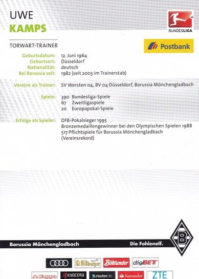 Autogramm Fussball | Borussia Mönchengladbach | 2016 | Uwe KAMPS