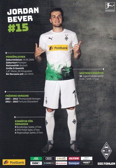 Autogramm Fussball | Borussia Mönchengladbach | 2019 | Jordan BEYER