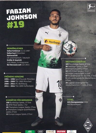 Autogramm Fussball | Borussia Mönchengladbach | 2019 | Fabian JOHNSON