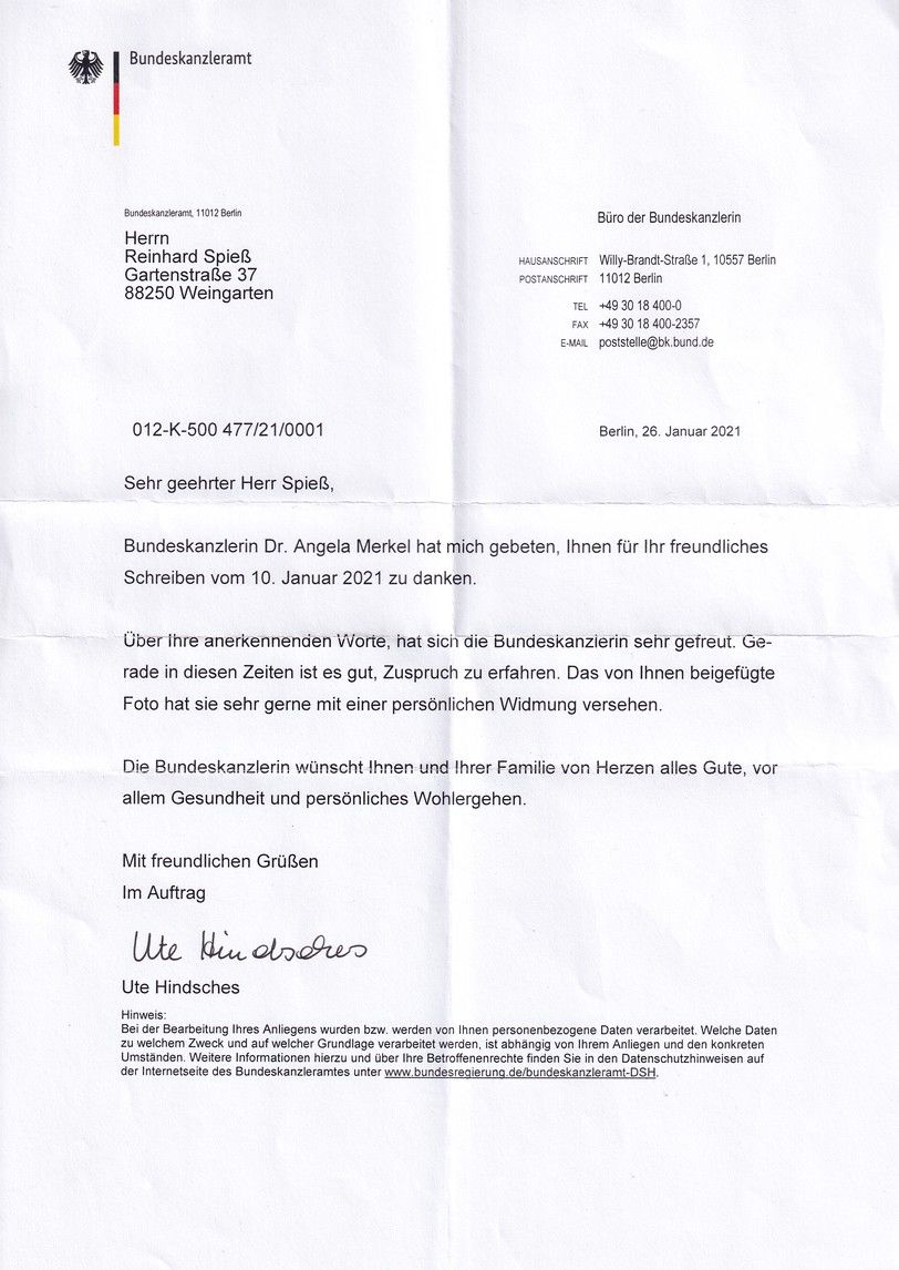Autogramm Politik | CDU | Angela MERKEL | 2010er Foto (Portrait Color Rede) + COA