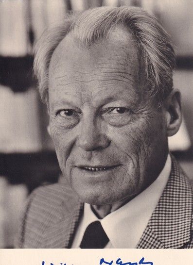 Autogramm Politik | SPD | Willy BRANDT | 1980er Druck (Portrait SW)