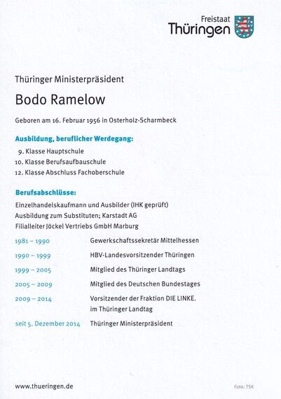 Autogramm Politik | LINKE | Bodo RAMELOW | 2010er (Portrait Color) TSK