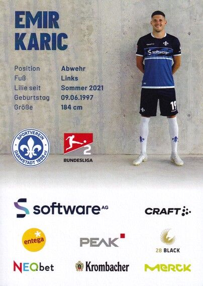 Autogramm Fussball | SV Darmstadt 98 | 2022 | Emir KARIC