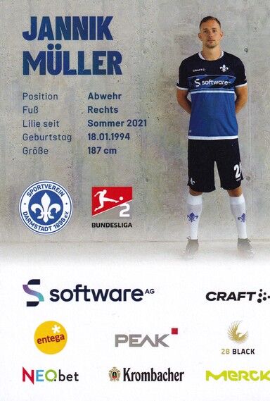 Autogramm Fussball | SV Darmstadt 98 | 2022 | Jannik MÜLLER