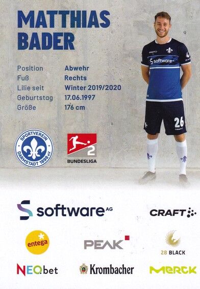 Autogramm Fussball | SV Darmstadt 98 | 2022 | Matthias BADER