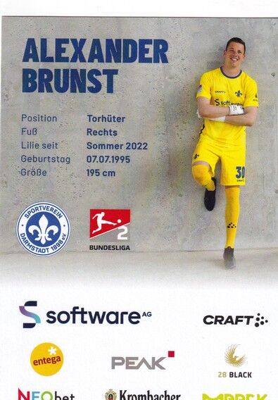 Autogramm Fussball | SV Darmstadt 98 | 2022 | Alexander BRUNST