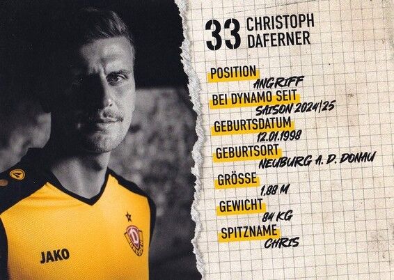 Autogramm Fussball | Dynamo Dresden | 2024 | Christoph DAFERNER