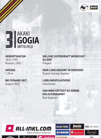 Autogramm Fussball | Dynamo Dresden | 2022 | Akaki GOGIA