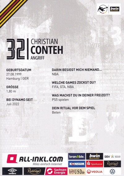 Autogramm Fussball | Dynamo Dresden | 2022 | Christian CONTEH