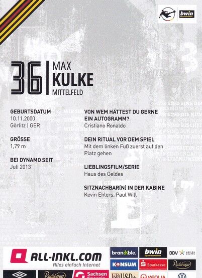 Autogramm Fussball | Dynamo Dresden | 2022 | Max KULKE