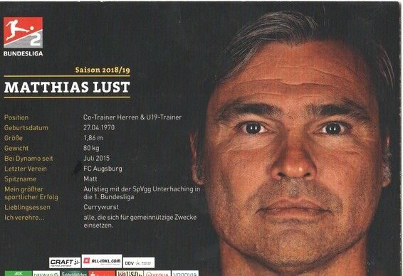 Autogramm Fussball | Dynamo Dresden | 2018 | Matthias LUST