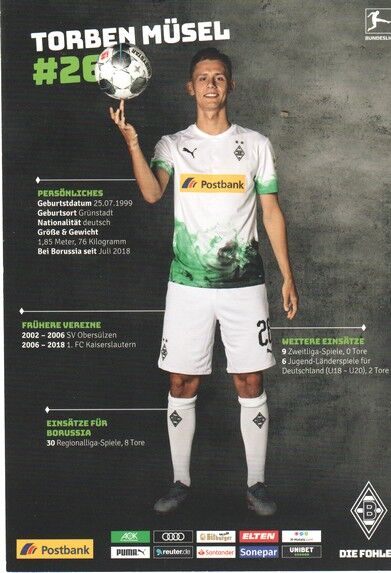 Autogramm Fussball | Borussia Mönchengladbach | 2019 | Torben MÜSEL