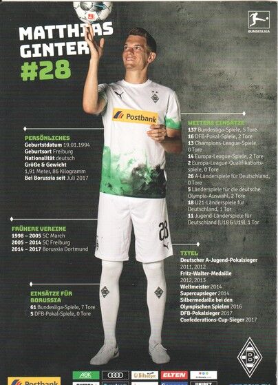 Autogramm Fussball | Borussia Mönchengladbach | 2019 | Matthias GINTER