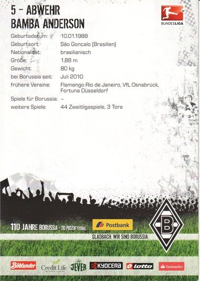 Autogramm Fussball | Borussia Mönchengladbach | 2010 | Bamba ANDERSON