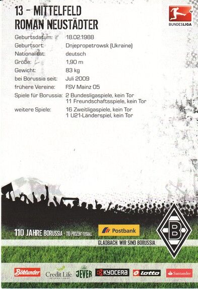 Autogramm Fussball | Borussia Mönchengladbach | 2010 | Roman NEUSTÄDTER