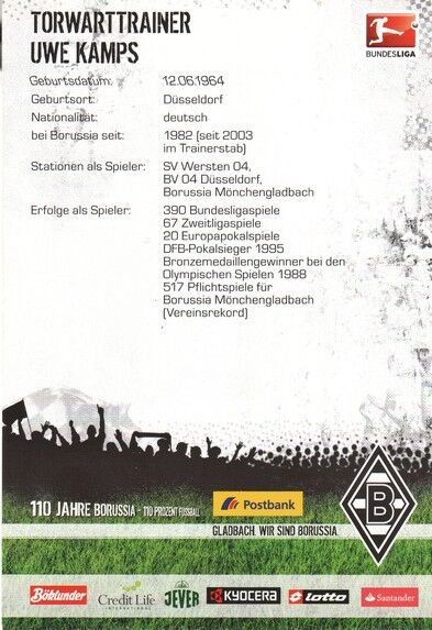 Autogramm Fussball | Borussia Mönchengladbach | 2010 | Uwe KAMPS 
