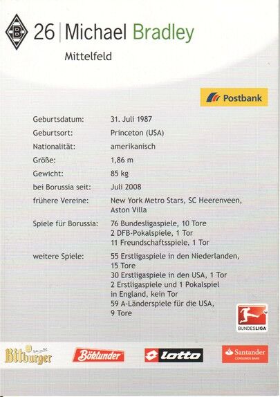 Autogramm Fussball | Borussia Mönchengladbach | 2011 | Michael BRADLEY