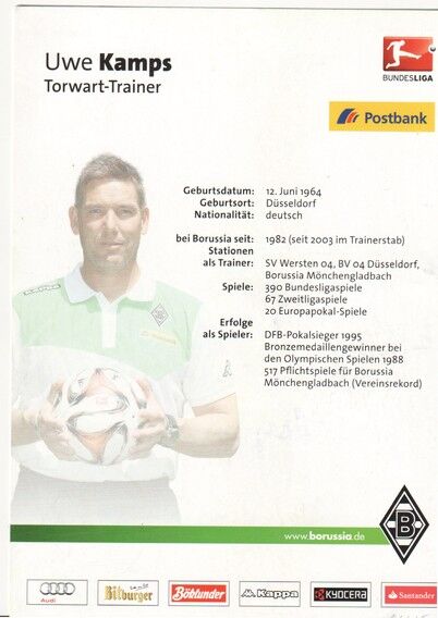 Autogramm Fussball | Borussia Mönchengladbach | 2014 | Uwe KAMPS