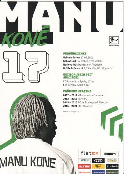 Autogramm Fussball | Borussia Mönchengladbach | 2022 | Manu KONE