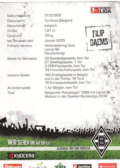 Autogramm Fussball | Borussia Mönchengladbach | 2008 | Filip DAEMS