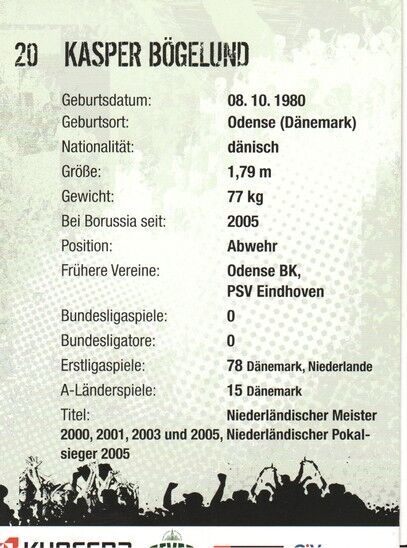 Autogramm Fussball | Borussia Mönchengladbach | 2005 | Kasper BÖGELUND