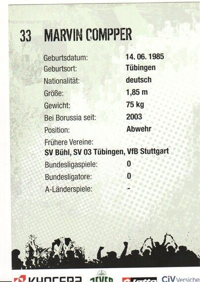 Autogramm Fussball | Borussia Mönchengladbach | 2005 | Marvin COMPPER