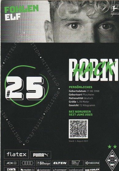 Autogramm Fussball | Borussia Mönchengladbach | 2023 | Robin HACK