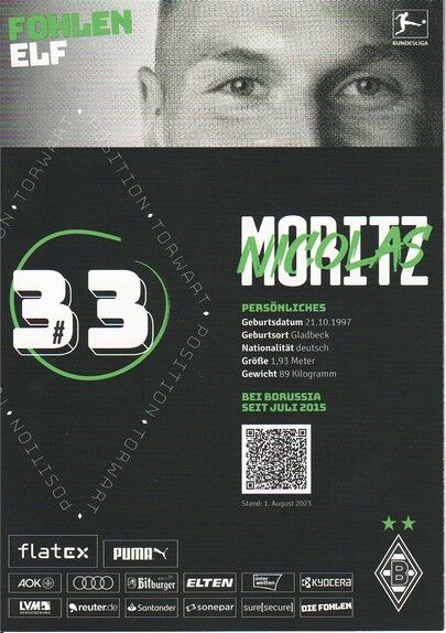 Autogramm Fussball | Borussia Mönchengladbach | 2023 | Moritz NICOLAS