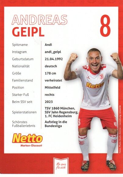 Autogramm Fussball | SSV Jahn Regensburg | 2024 | Andreas GEIPL