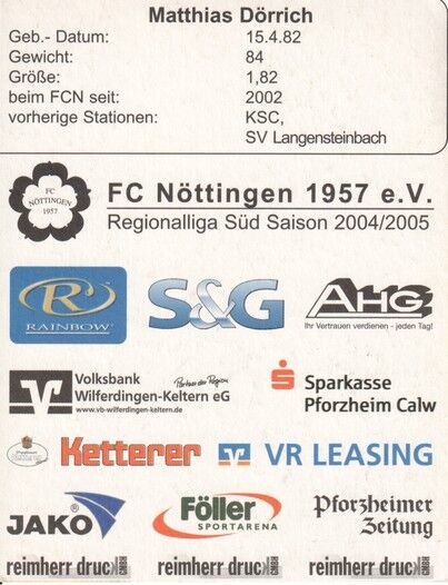 Autogramm Fussball | FC Nöttingen | 2004 | Matthias DÖRRICH