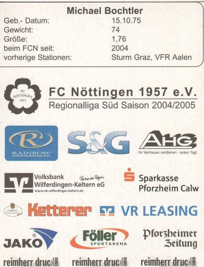 Autogramm Fussball | FC Nöttingen | 2004 | Michael BOCHTLER