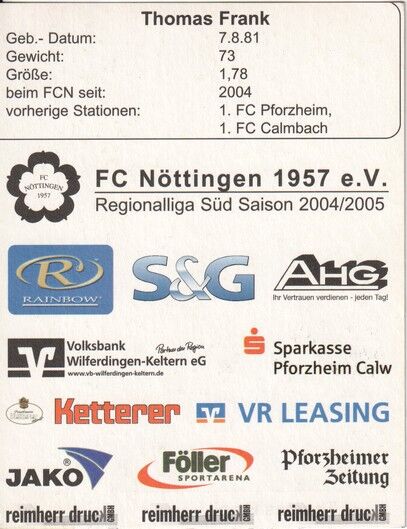 Autogramm Fussball | FC Nöttingen | 2004 | Thomas FRANK