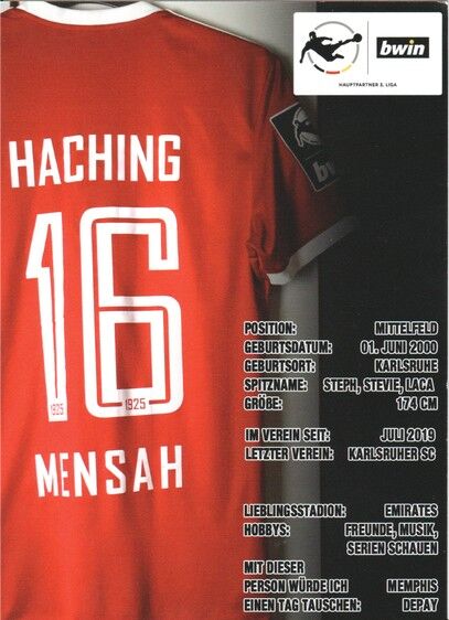 Autogramm Fussball | SpVgg Unterhaching | 2019 | Stephan MENSAH