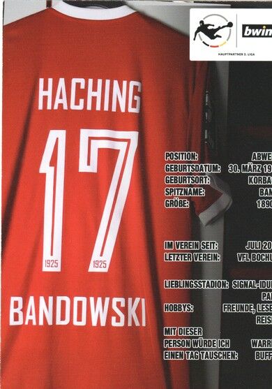 Autogramm Fussball | SpVgg Unterhaching | 2019 | Jannik BANDOWSKI