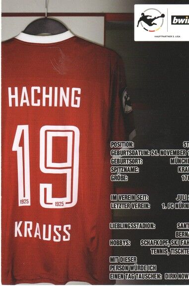 Autogramm Fussball | SpVgg Unterhaching | 2019 | Maximilian KRAUSS