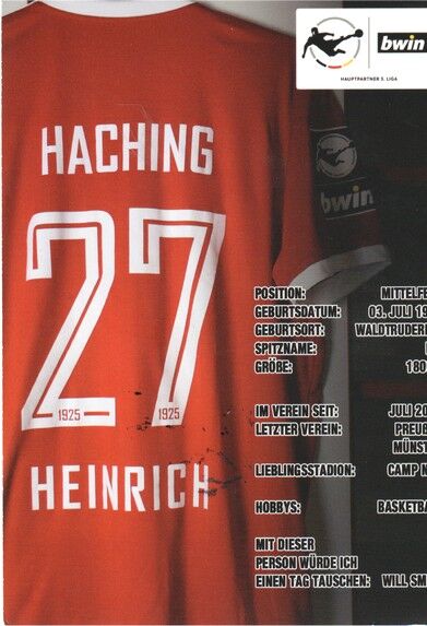 Autogramm Fussball | SpVgg Unterhaching | 2019 | Moritz HEINRICH