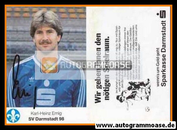 Autogramm Fussball | SV Darmstadt 98 | 1985 | Karl-Heinz EMIG