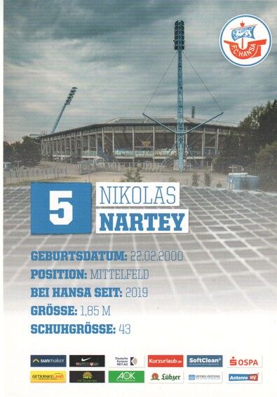 Autogramm Fussball | Hansa Rostock | 2019 | Nikolas NARTEY