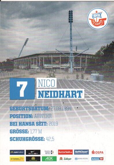 Autogramm Fussball | Hansa Rostock | 2019 | Nico NEIDHART