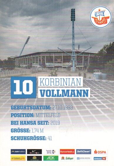 Autogramm Fussball | Hansa Rostock | 2019 | Korbinian VOLKMANN