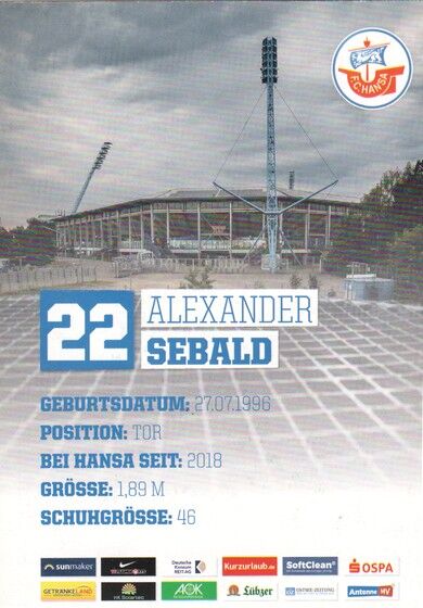 Autogramm Fussball | Hansa Rostock | 2019 | Alexander SEBALD