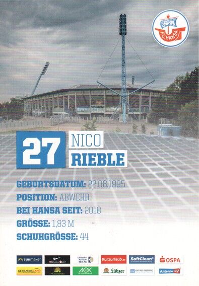 Autogramm Fussball | Hansa Rostock | 2019 | Nico RIEBLE