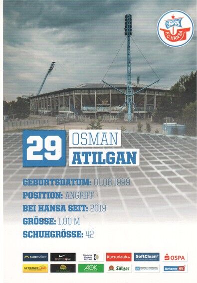 Autogramm Fussball | Hansa Rostock | 2019 | Osman ATILGAN
